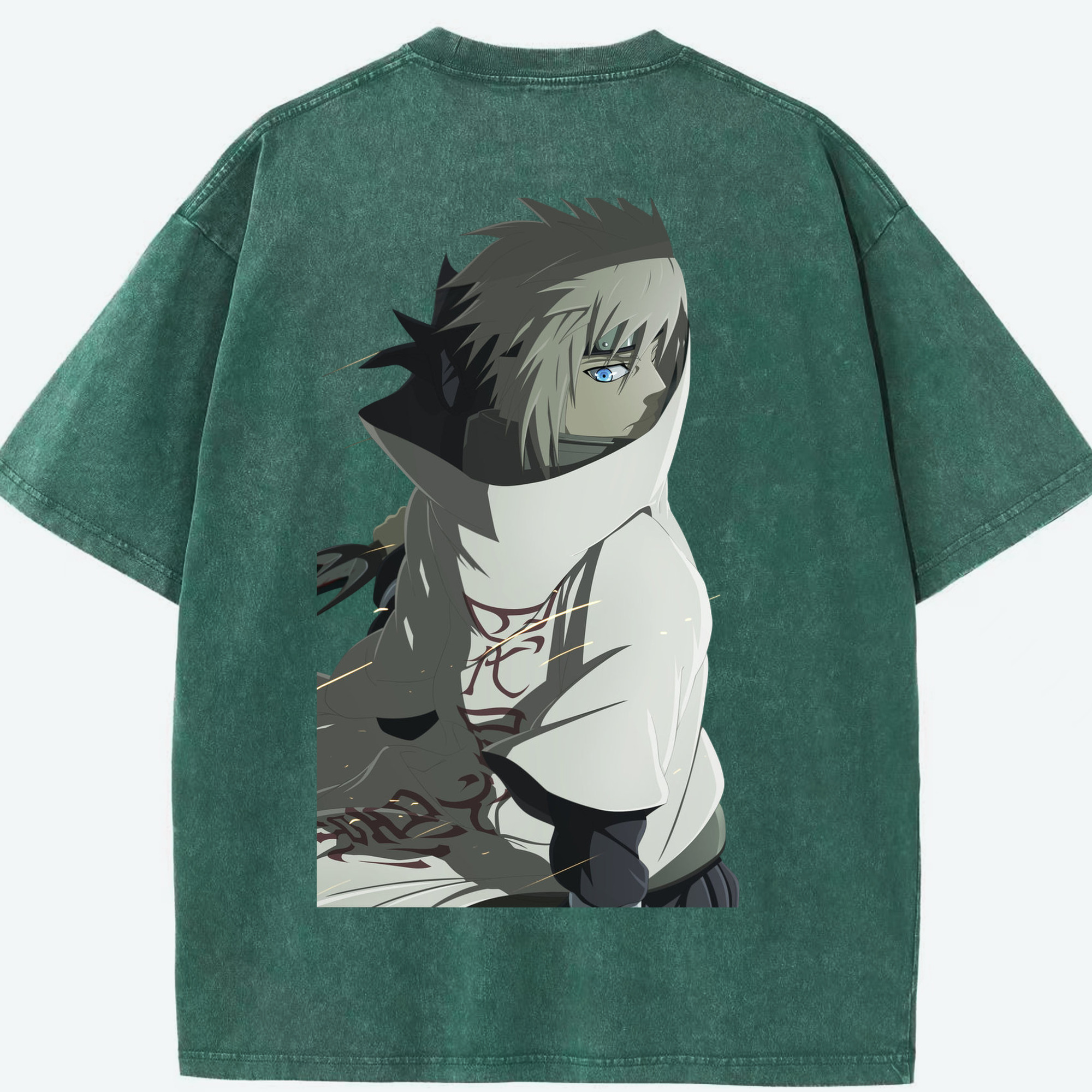 （画像用） NARUTO -ナルト- 波風 ミナト Namikaze Minato 綿100% ヴィンテージ風 半袖Tシャツ（背面プリント）